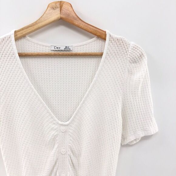Dex / Black Tape‎ 34-Ruched-Sleeve Top White M - Picture 2 of 6